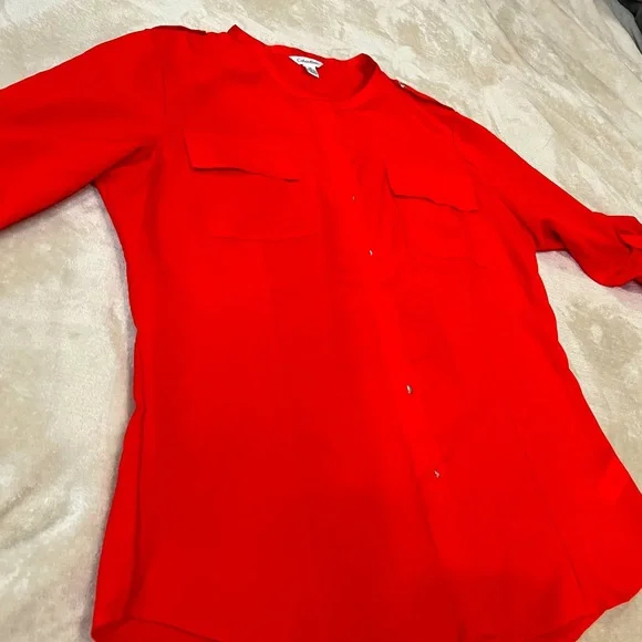 calvin klein red dress shirt Women’s Calvin Klein Red Dress Shirt